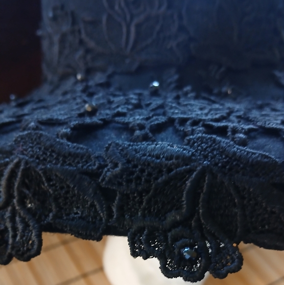 1950 UNION MADE BLACK Sunbrero CLOCHE Wide Brim Wool CROWN Lace Detail One Size - Picture 4 of 10